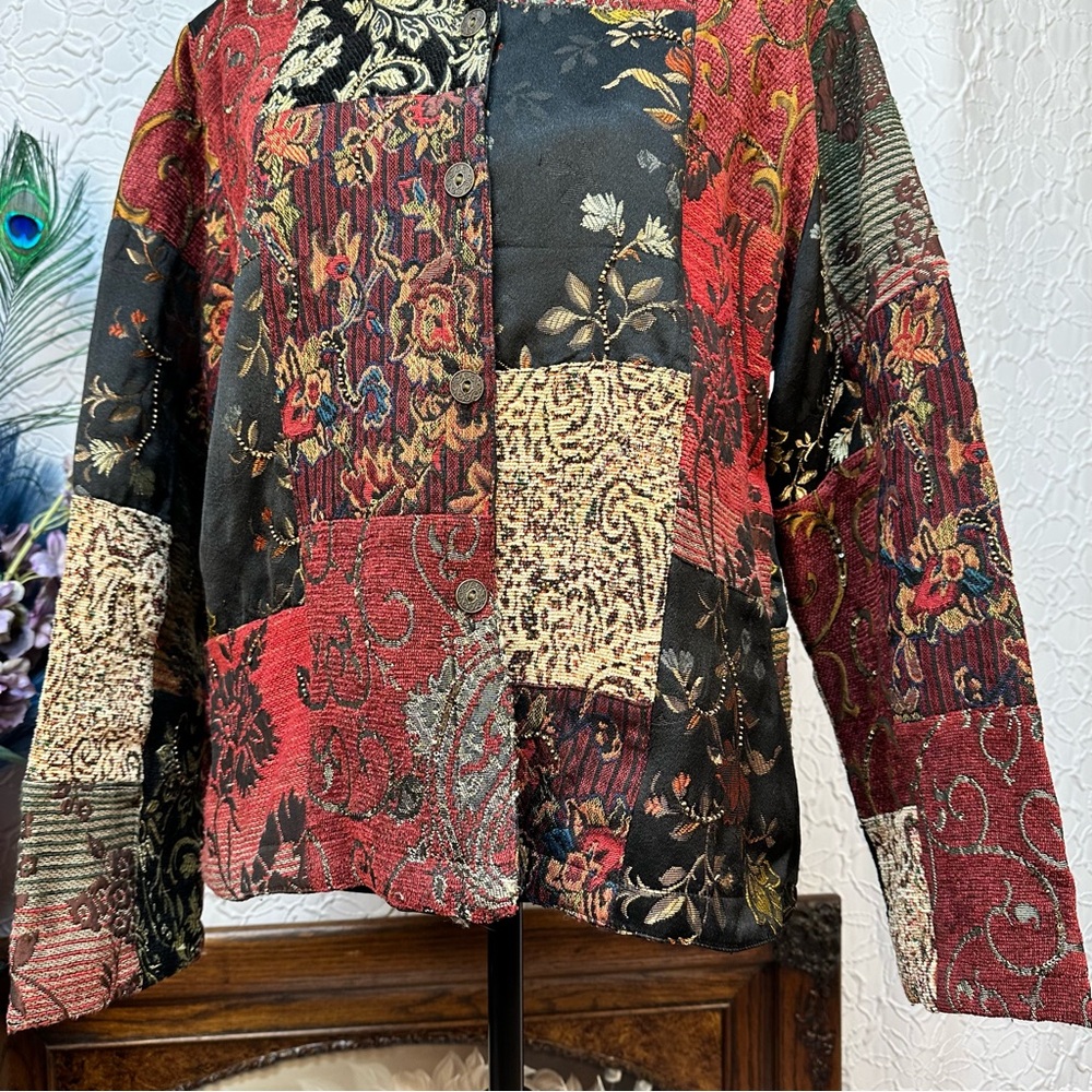 Chico's Multicolor Embroidered Patchwork Jacket (… - image 3